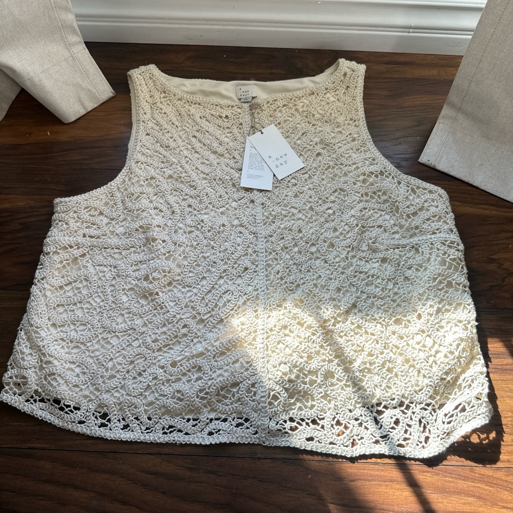 A New Day Cream Lace Crop Top